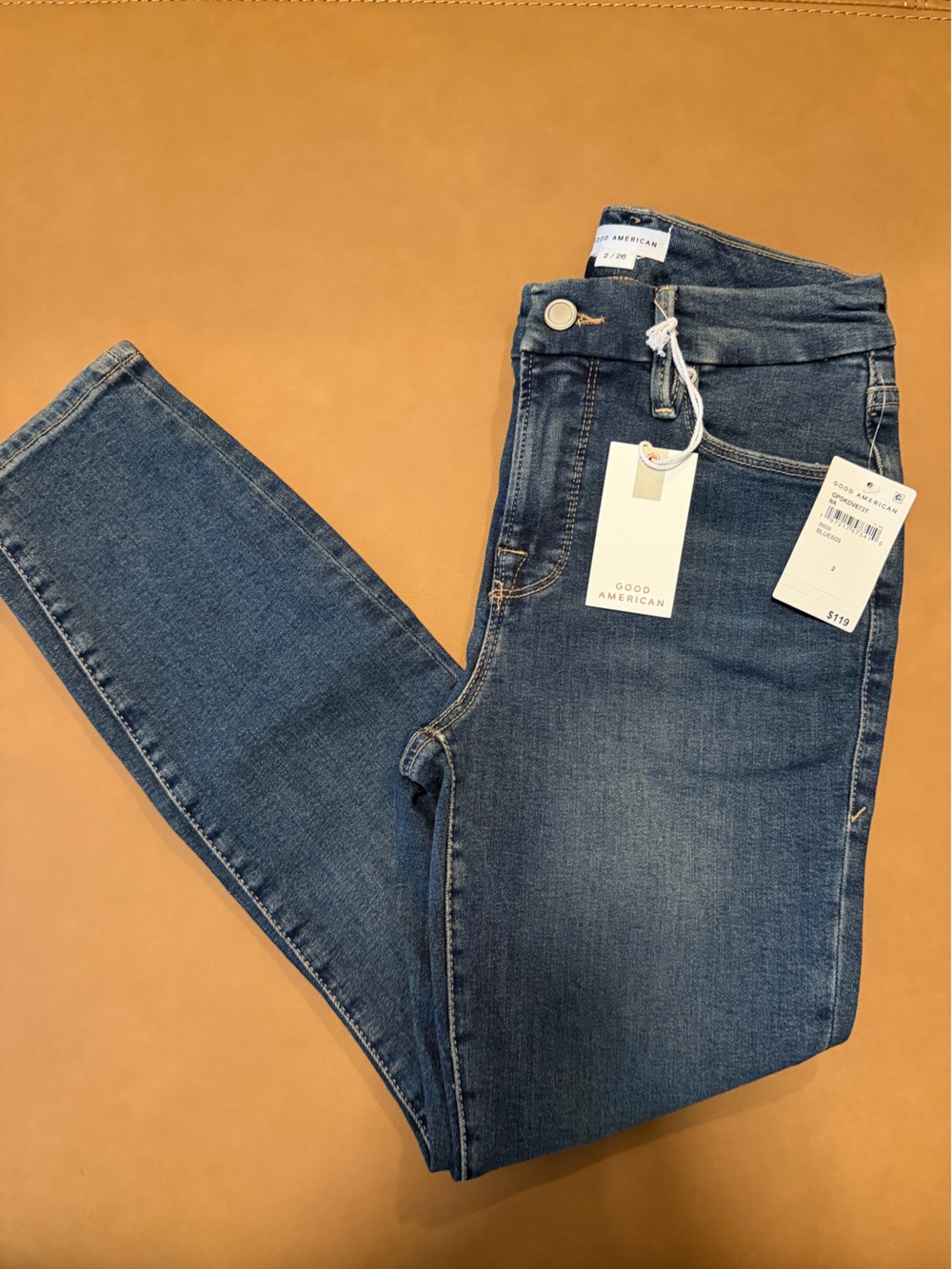 Good American Dark Blue Petite Skinny High-Rise Jeans